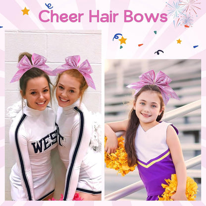 6PCS Glitter Cheer Hair Bows for Cheerleading