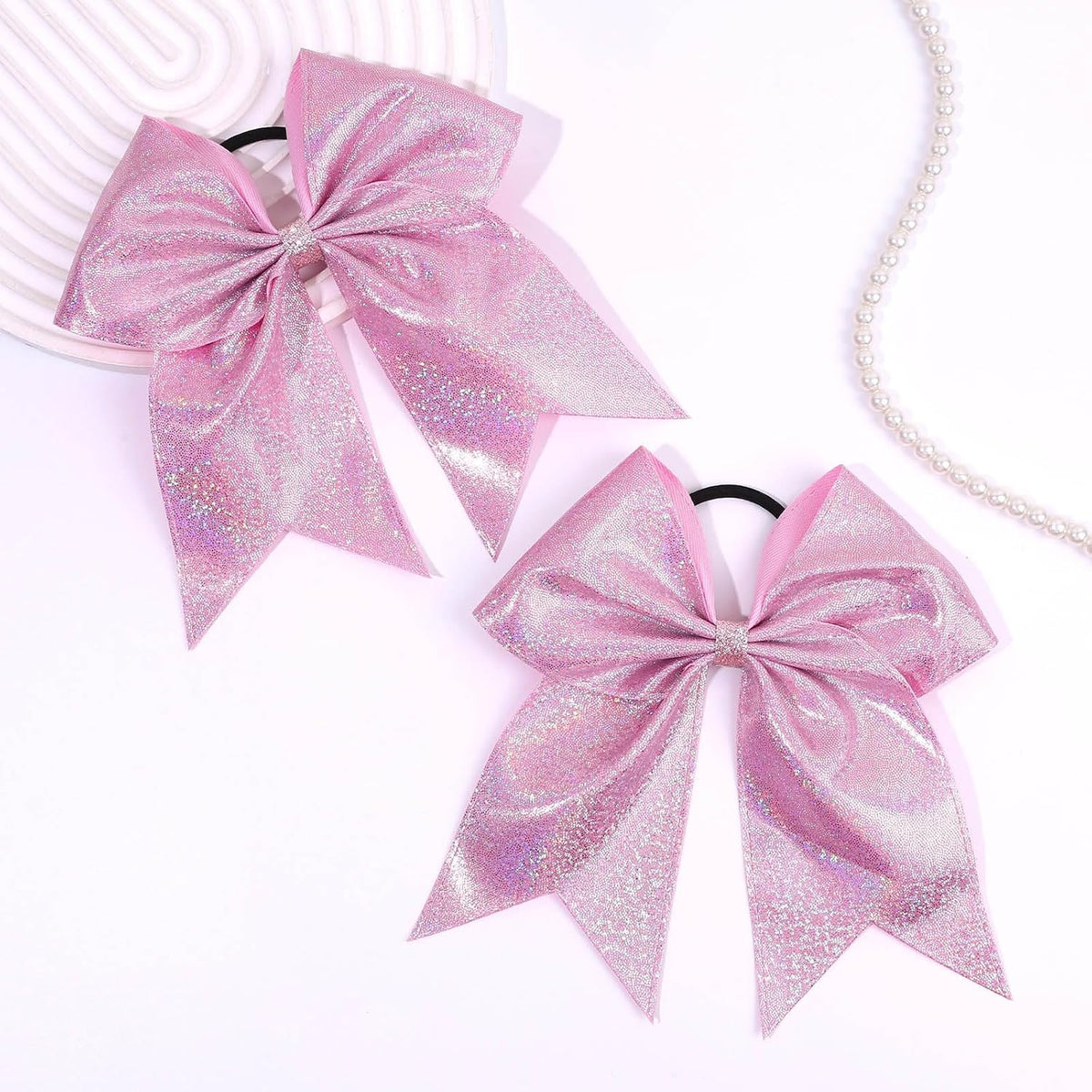 6PCS Glitter Cheer Hair Bows for Cheerleading
