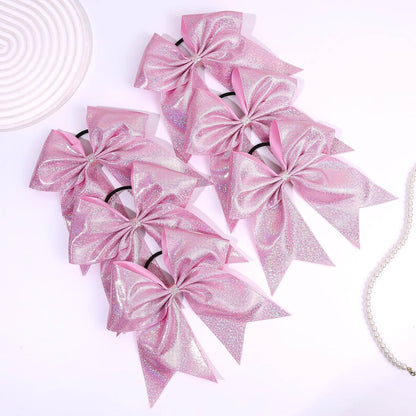 6PCS Glitter Cheer Hair Bows for Cheerleading
