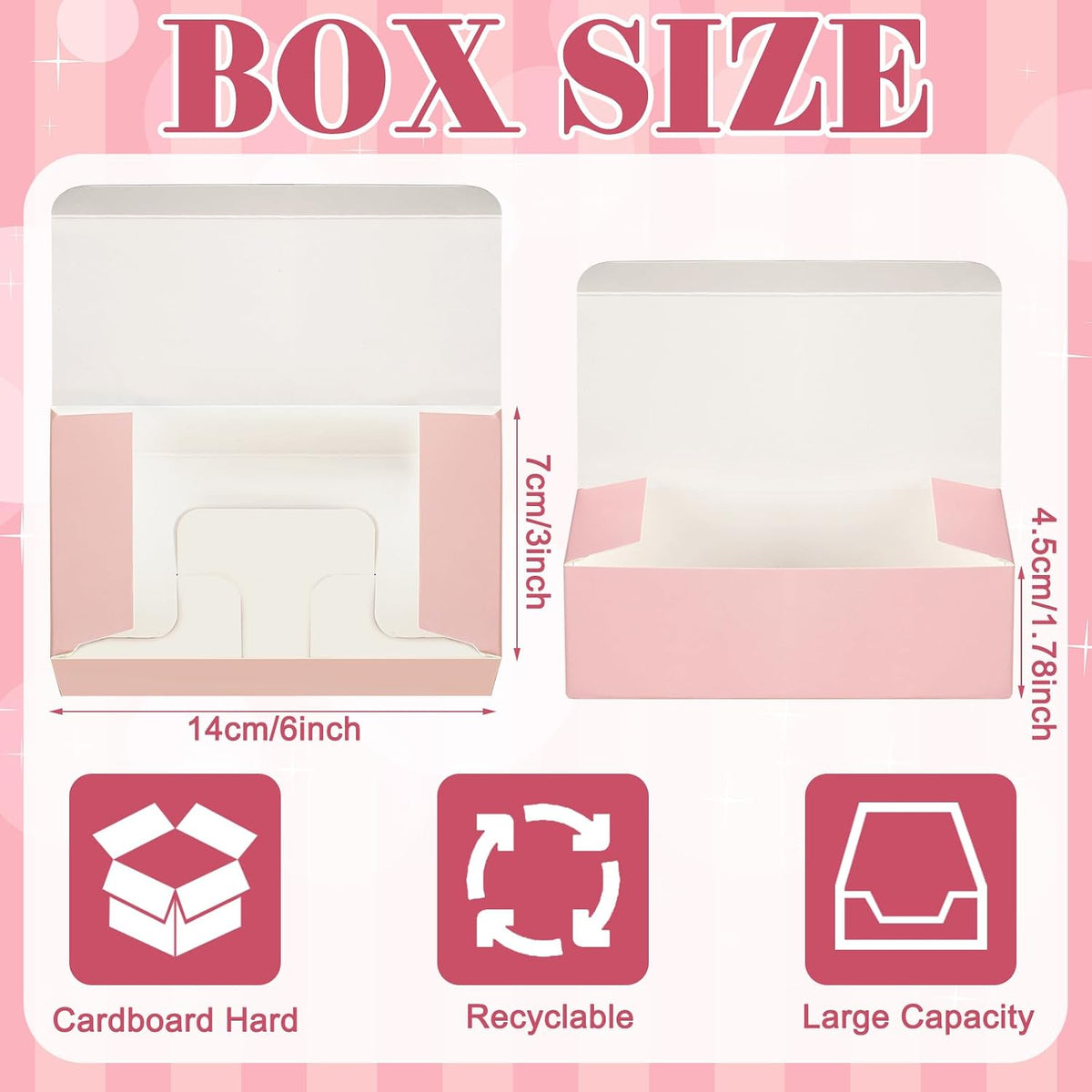 36 Pcs Pink Bakery Boxes 5.5 x 2.76 x 1.77 Inch Cookie Boxes Pastry Box for Cupcakes, Desserts, Cookies, Candies Donuts Cookie Containers for Party Favor and Gifts