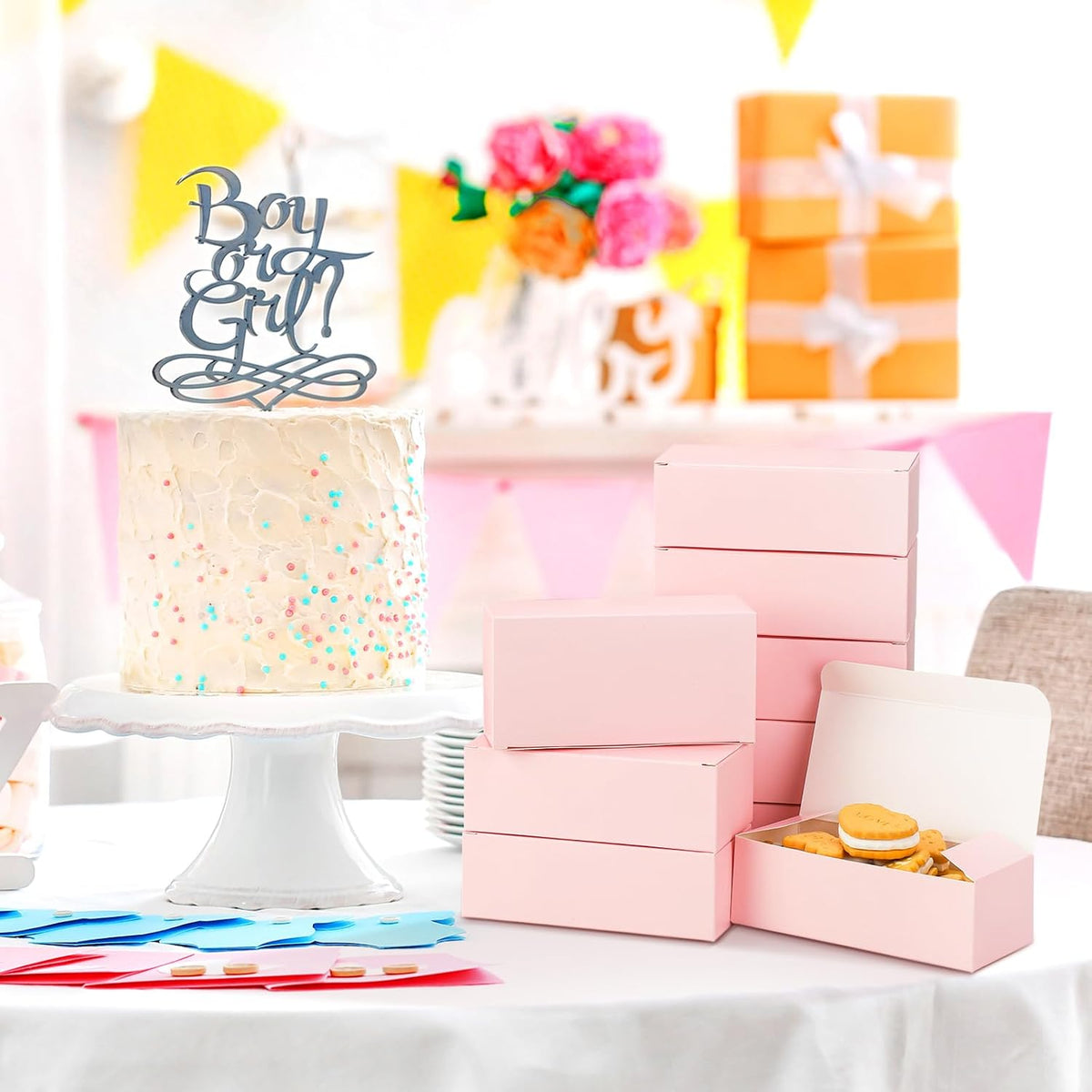 36 Pcs Pink Bakery Boxes 5.5 x 2.76 x 1.77 Inch Cookie Boxes Pastry Box for Cupcakes, Desserts, Cookies, Candies Donuts Cookie Containers for Party Favor and Gifts