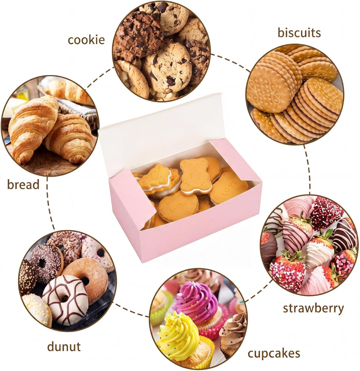 36 Pcs Pink Bakery Boxes 5.5 x 2.76 x 1.77 Inch Cookie Boxes Pastry Box for Cupcakes, Desserts, Cookies, Candies Donuts Cookie Containers for Party Favor and Gifts