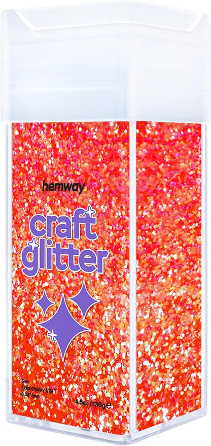 Craft Glitter Shaker Fluorescent Peach 130g Extra Chunky