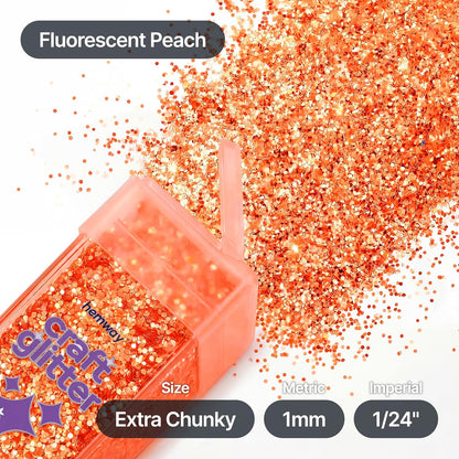 Craft Glitter Shaker Fluorescent Peach 130g Extra Chunky