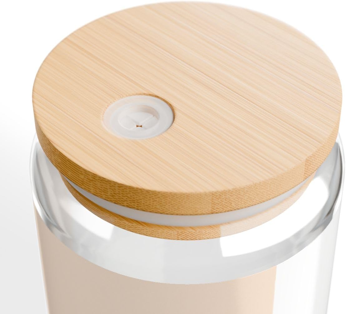 Light peach - nude flesh color - pastel orange - plain simple one single solid color 16oz Sipper Glass with Bamboo Lid and Straw