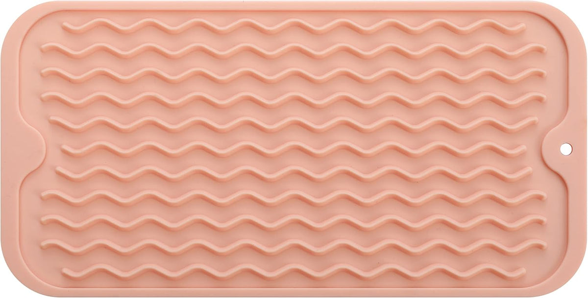 Silicone Dish Drying Mat for Multiple Usage,Easy clean,Eco-friendly,Heat-resistant Silicone Mat for Kitchen Counter or Sink,Refrigerator or Drawer Liner Pink S 12 inches x 6 inches