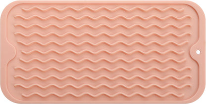 Silicone Dish Drying Mat for Multiple Usage,Easy clean,Eco-friendly,Heat-resistant Silicone Mat for Kitchen Counter or Sink,Refrigerator or Drawer Liner Pink S 12 inches x 6 inches