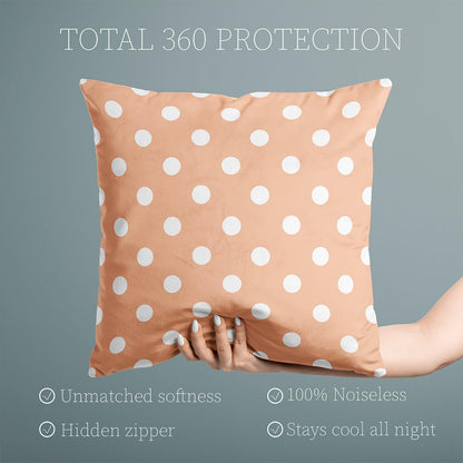 Peach Polka Dot Square Pillowcase Zippered Double-Sided Printing 18x18 Inches Decorative Throw Pillow Case Cushion Cover