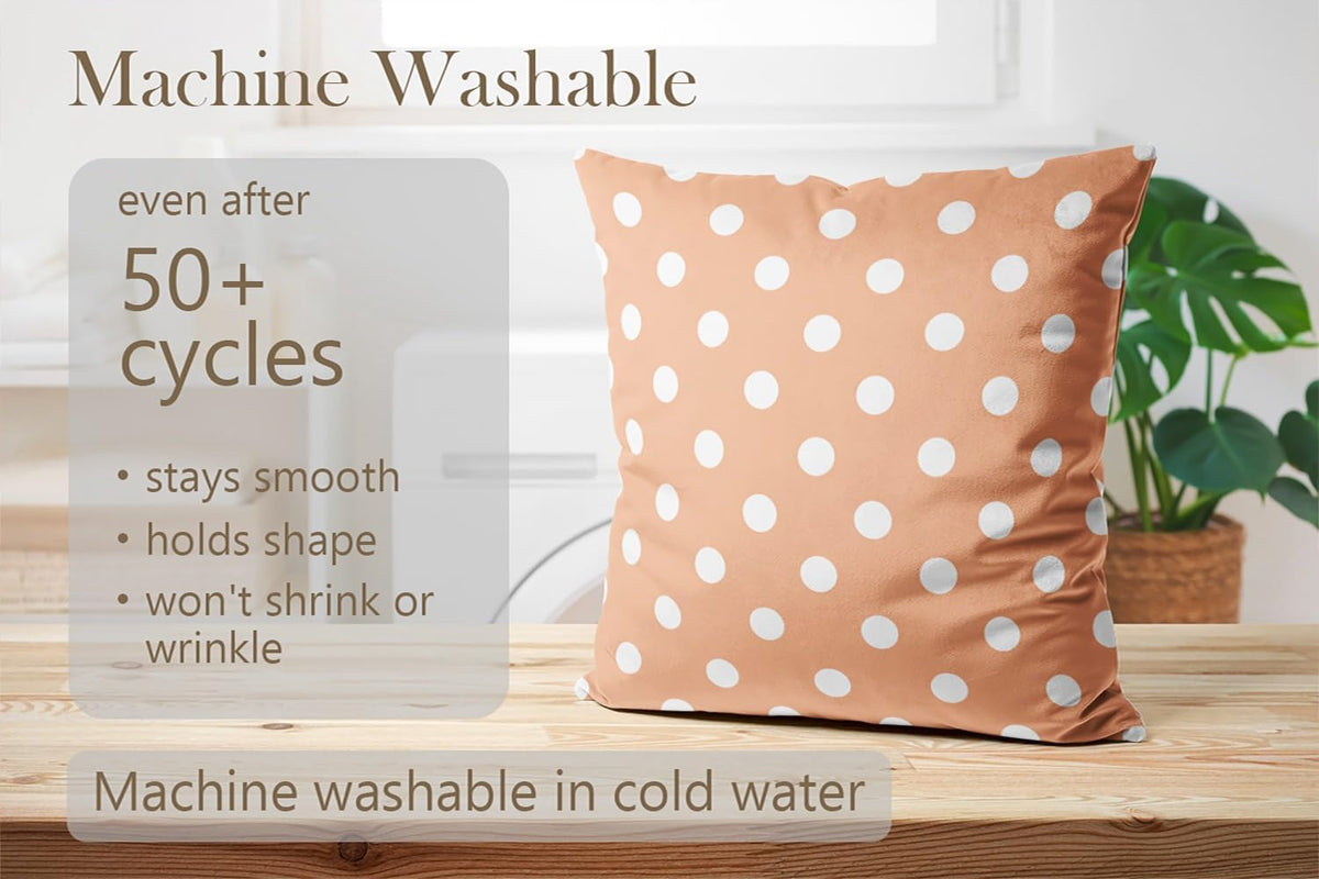 Peach Polka Dot Square Pillowcase Zippered Double-Sided Printing 18x18 Inches Decorative Throw Pillow Case Cushion Cover