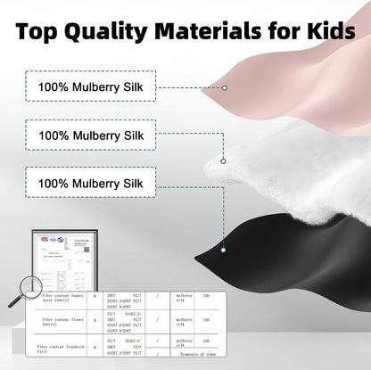 Silk Sleep Eye Mask for Kids, 100% Natural Pure Silk Sleeping Masks 2 Pack