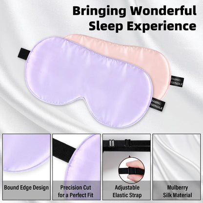 Silk Sleep Eye Mask for Kids, 100% Natural Pure Silk Sleeping Masks 2 Pack