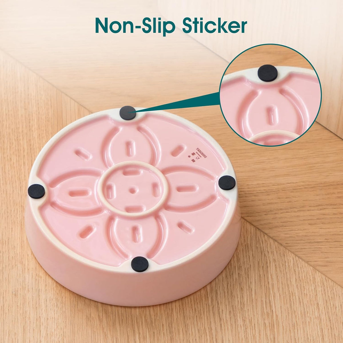 Ceramic Slow Feeder Dog Bowls, Puzzle Dog Food Bowls with Floral Maze, Anti -Slip Pet Food Dish for Small Breed, 0.6 Cups, Pink