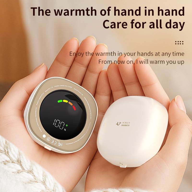 Rechargeable Hand Warmer with Large-Capacity Battery, Magnetic Transparent Design, Dual-Sided Heating with 3 Levels (113°F-140°F), Fast Type-C Charging, Great for Outdoor & Winter Gifts