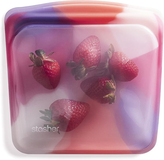 Premium Reusable Silicone Sandwich Bag, Tie Dye Pink, 28 oz