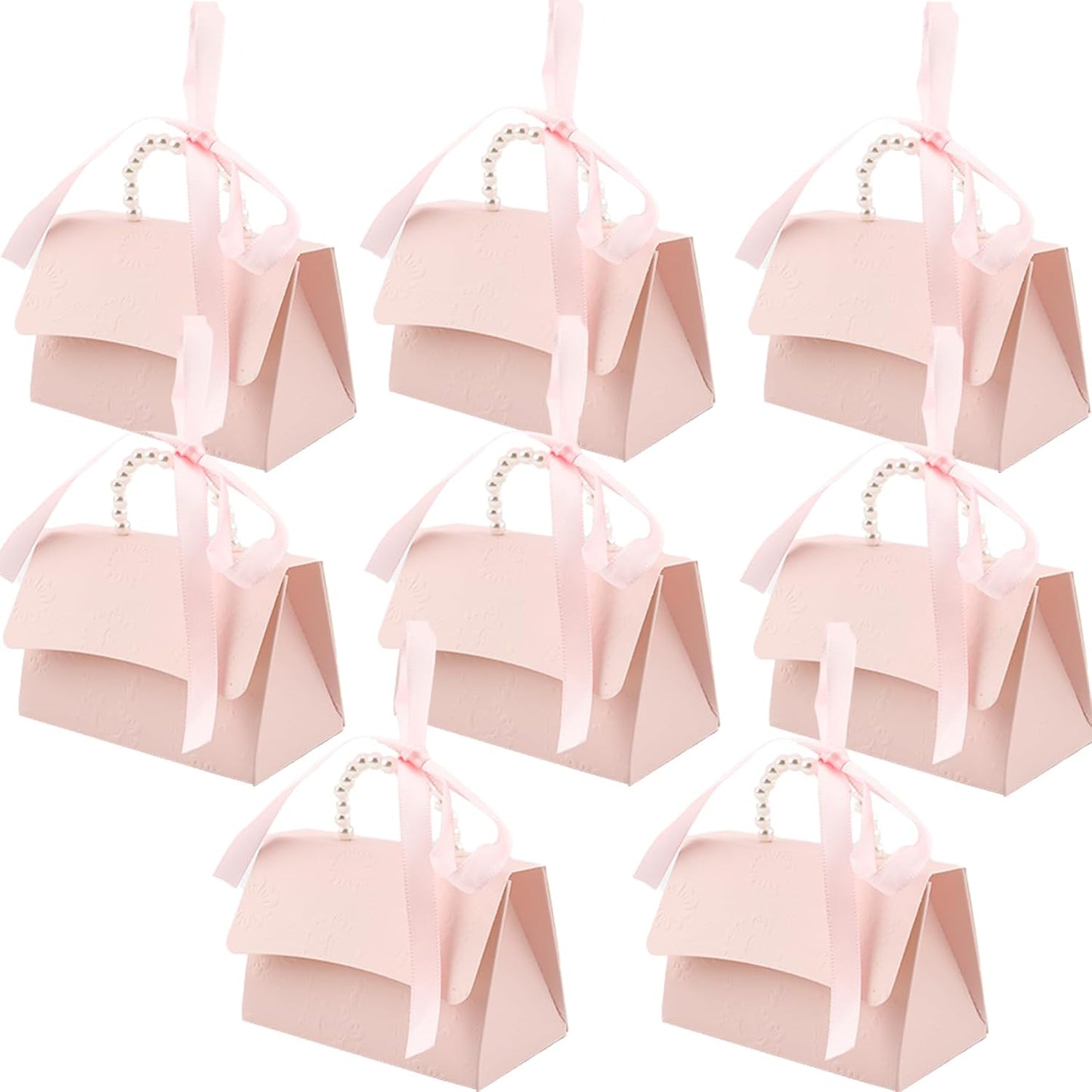 jeowicti 10Pcs Pink Large Pearl Paper Gift Boxes for Wedding Candy Gift Favors with Ribbon Ideal Decorations and Party Favor Boxes for Elegant Bridesmaid Shower Birthday and Special Occasions