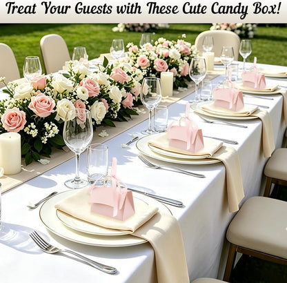 jeowicti 10Pcs Pink Large Pearl Paper Gift Boxes for Wedding Candy Gift Favors with Ribbon Ideal Decorations and Party Favor Boxes for Elegant Bridesmaid Shower Birthday and Special Occasions