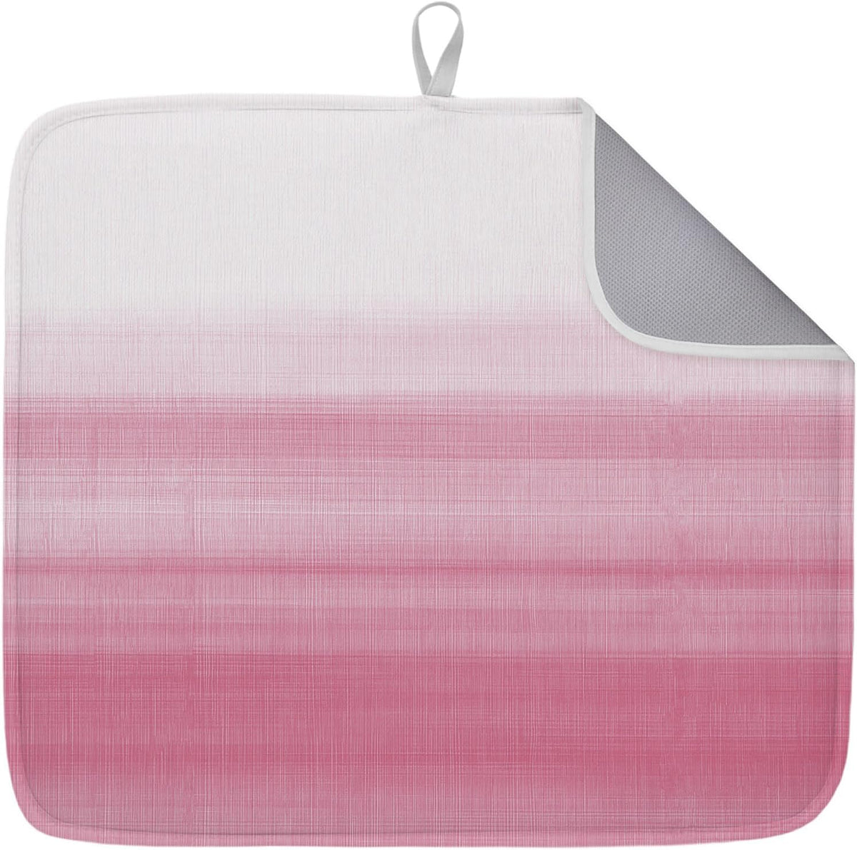 Farm Watercolor Pink White Color Ombre Dish Drying Mat,18"x24",Modern Abstract Line Super Absorbent Kitchen Mats Dish Drying Pad for Kitchen Counter
