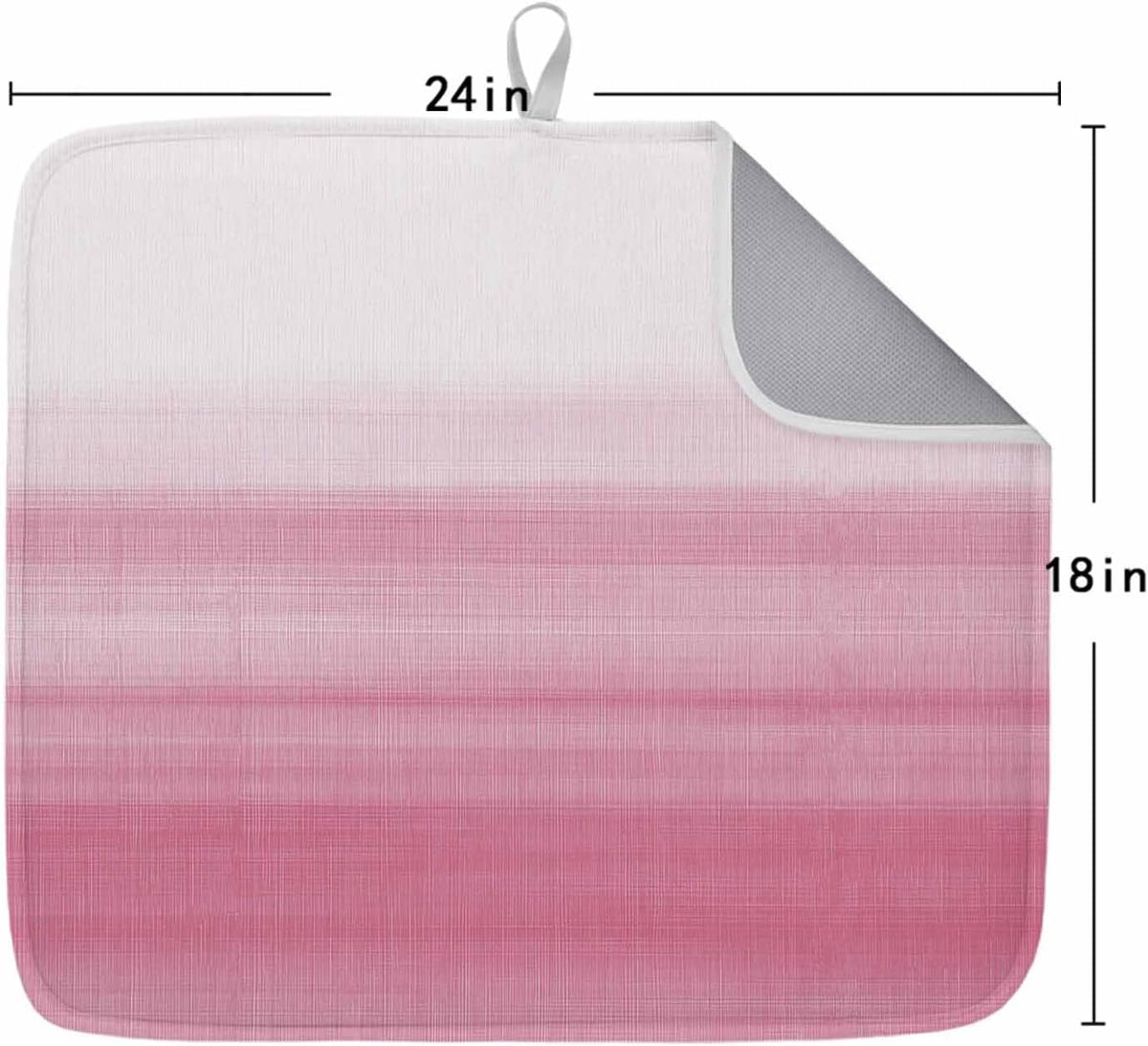 Farm Watercolor Pink White Color Ombre Dish Drying Mat,18"x24",Modern Abstract Line Super Absorbent Kitchen Mats Dish Drying Pad for Kitchen Counter