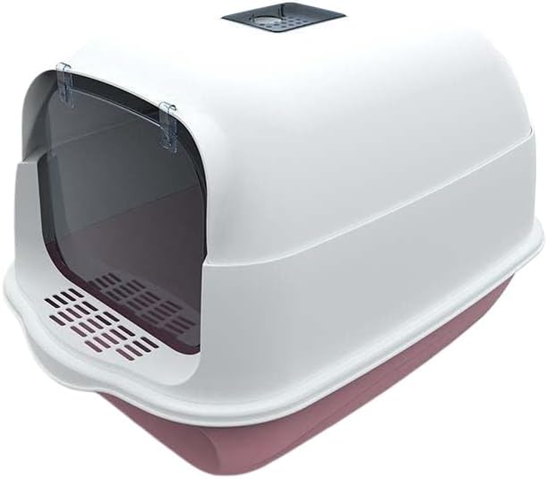 Deodorant Litter Box Cat Tray Fully Enclosed Pet Litter Box Plastic Toilet, Pet Accessories, High Capacity Litter Tray, Cleaning (Pink)