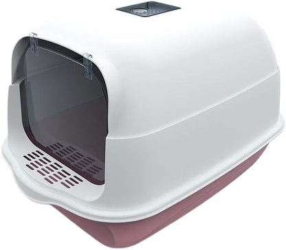 Deodorant Litter Box Cat Tray Fully Enclosed Pet Litter Box Plastic Toilet, Pet Accessories, High Capacity Litter Tray, Cleaning (Pink)