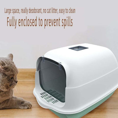 Deodorant Litter Box Cat Tray Fully Enclosed Pet Litter Box Plastic Toilet, Pet Accessories, High Capacity Litter Tray, Cleaning (Pink)
