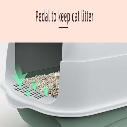 Deodorant Litter Box Cat Tray Fully Enclosed Pet Litter Box Plastic Toilet, Pet Accessories, High Capacity Litter Tray, Cleaning (Pink)