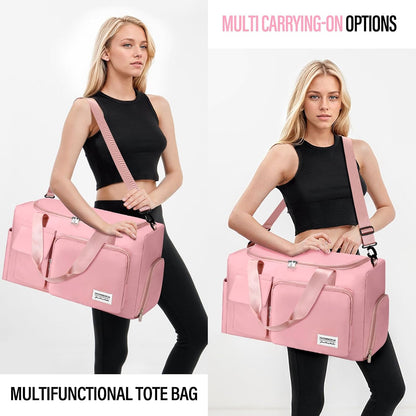 Gym & Dance Duffle Bag - Spacious Travel Organizer with Compartments (Pink)