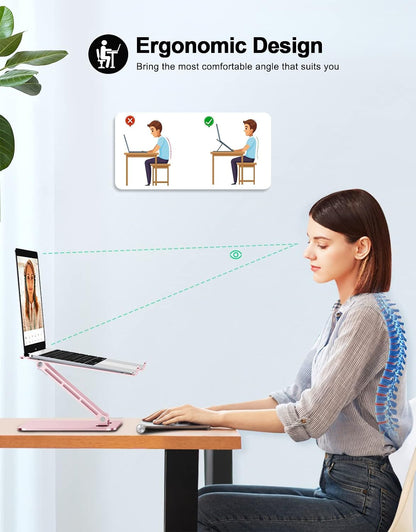 Aluminum Alloy Laptop Stand for Desk, Foldable Laptop Riser Holder