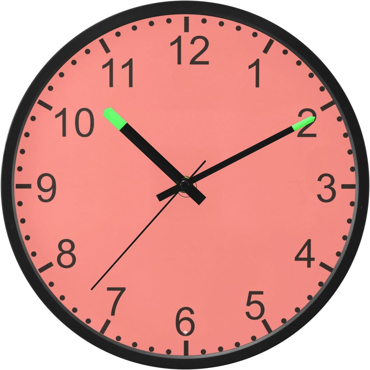 Coral Pink Glow in The Dark Wall Clock 12" Battery Wall Clock with Light for Night