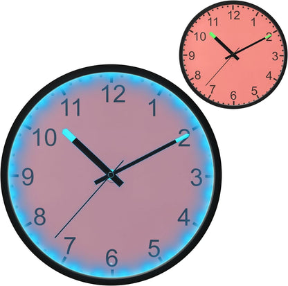 Coral Pink Glow in The Dark Wall Clock 12" Battery Wall Clock with Light for Night