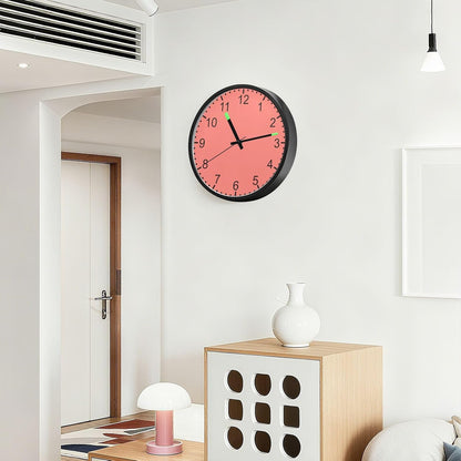 Coral Pink Glow in The Dark Wall Clock 12" Battery Wall Clock with Light for Night