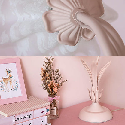 Table Lamp Pink Flower Desk Lamps Retro Unique Glass Flower Lampshade Bedside Lamp for Nightstand Living Room End Table