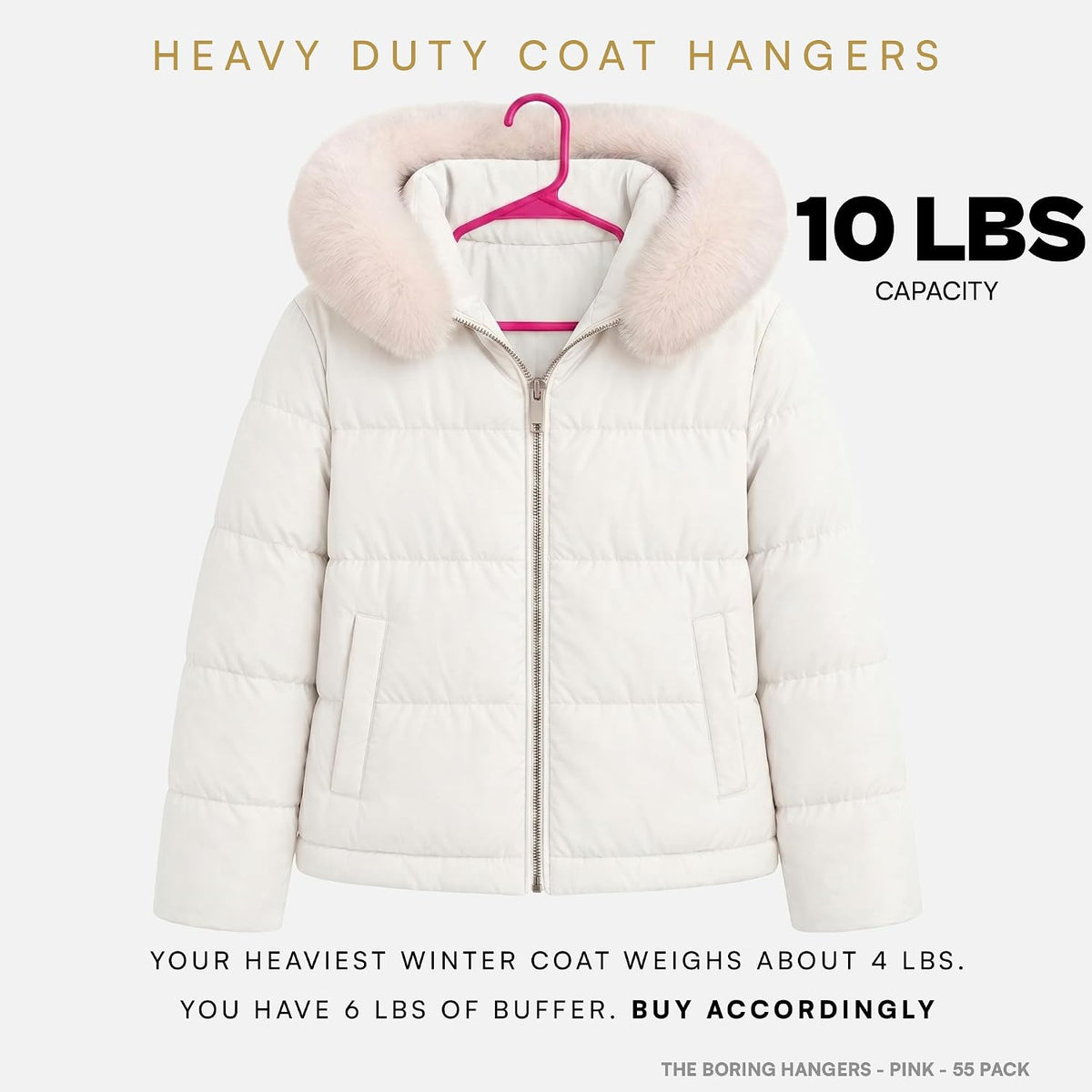 Pink Plastic Hangers 55 Pack - 10 lb Heavy Duty Pink Clothes Hangers for Closet - 0.20" Slim & Space Saving Coat Hangers - Girl's Room Clothing Hangers for Dresses Skirts Blouses