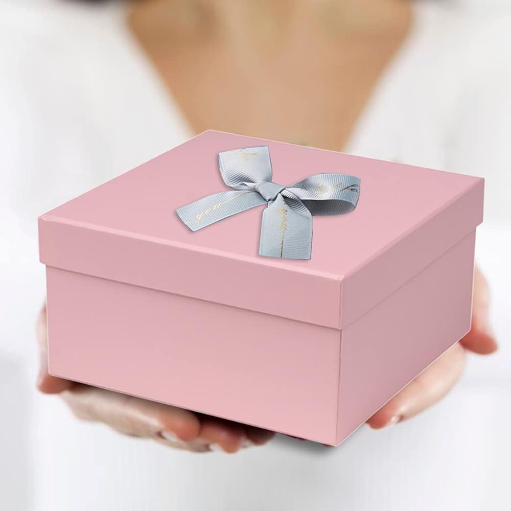 Square Gift Boxes with Lids Set of 4 Pink Gift Box Assorted Sizes Nesting Gift Boxes for Presents Birthday Bridesmaid Wedding Valentines Christmas Party Favor Boxes