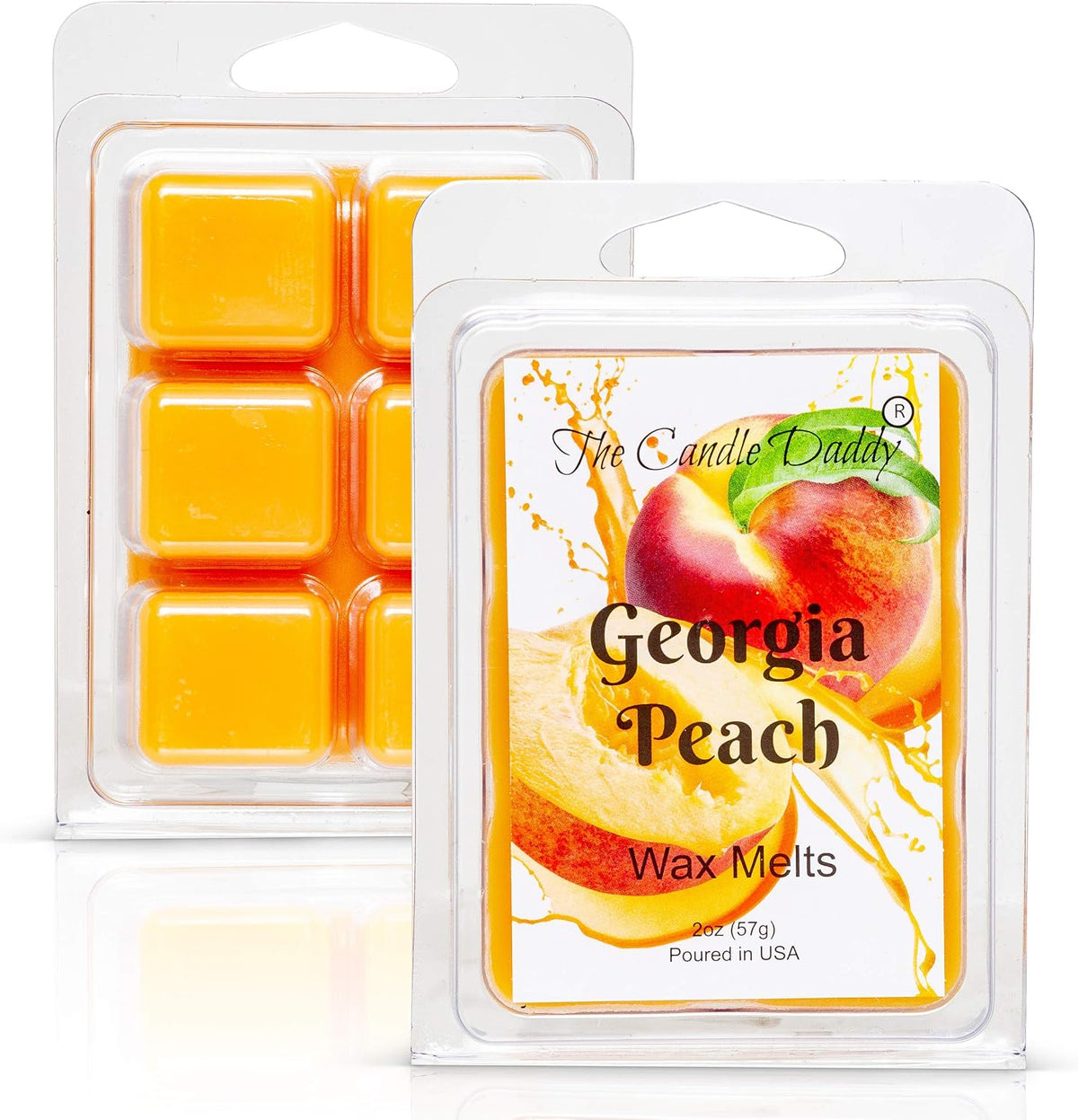 Georgia Peach - Southern Peach Fruit Scented Melt- Maximum Scent Wax Cubes/Melts- 1 Pack -2 Ounces- 6 Cubes, Gift for Women, Men, BFF, Friend, Wife, Mom, Birthday, Sister, Daughter, Anniversary
