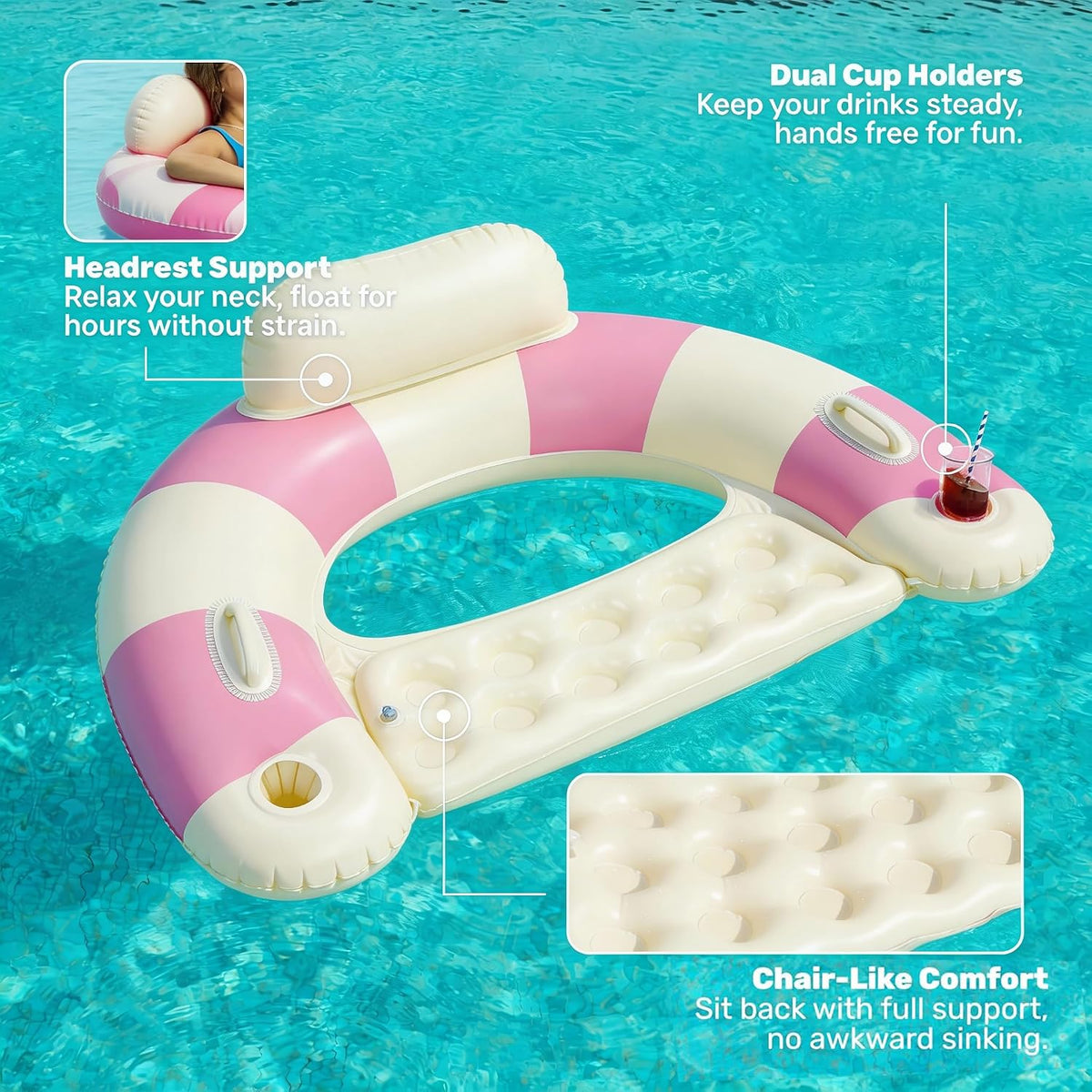 2PCS Pool Swim Ring Inflatable Pool Floats Water Fun Large Adult Swimming Pool Float for Beach Lake Summer Holiday Beach Party