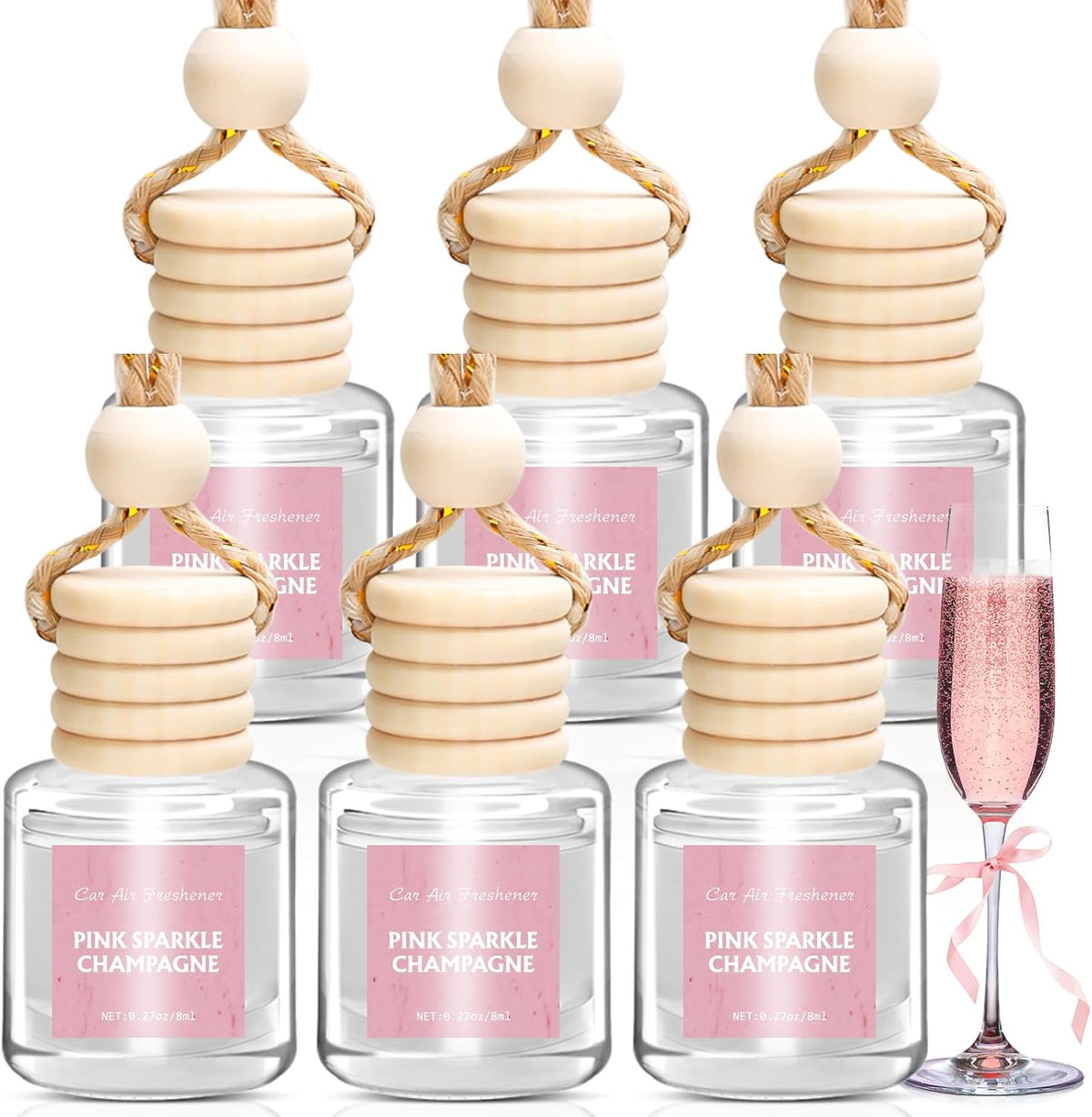 Car Air Freshener - Pink Sparkle Champagne Fragrance, 6 Pack