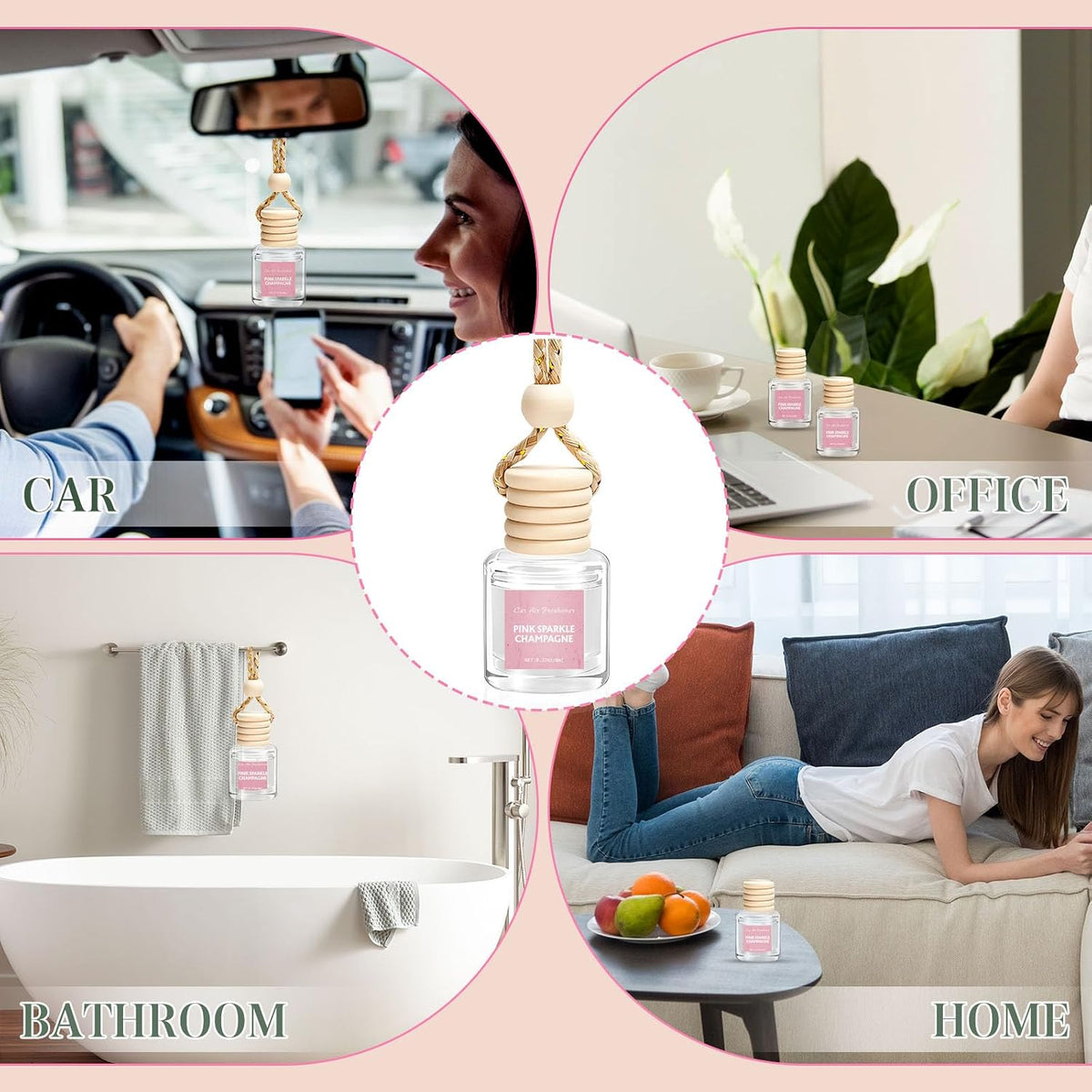 Car Air Freshener - Pink Sparkle Champagne Fragrance, 6 Pack