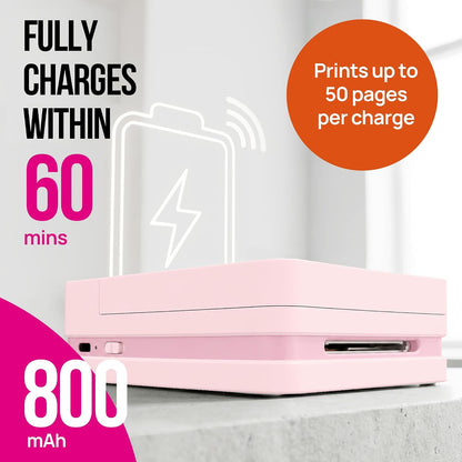 PP01 Photo Printer with 100 Sheets Photo Papaer, Pink