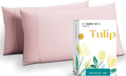 Egyptian Cotton Pillow Cases Queen Size Set of 2 - Luxury 800 Series High Thread Count Standard Cotton Pillow Cases (Crisp Blush), Soft, Cooling, Sateen Weave Hotel Pillowcover