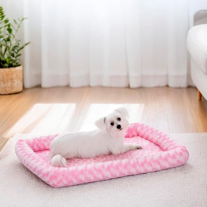 QuietTime Fashion XS Dog Bed - Pink Faux Fur Bolster, Ultra-Soft and Machine Washable, Fits 22-Inch Crates and Carriers, for Small Dogs and Cats