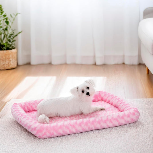 QuietTime Fashion XS Dog Bed - Pink Faux Fur Bolster, Ultra-Soft and Machine Washable, Fits 22-Inch Crates and Carriers, for Small Dogs and Cats