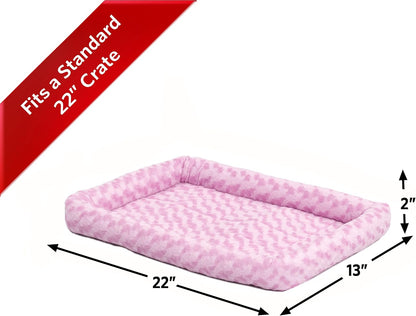 QuietTime Fashion XS Dog Bed - Pink Faux Fur Bolster, Ultra-Soft and Machine Washable, Fits 22-Inch Crates and Carriers, for Small Dogs and Cats