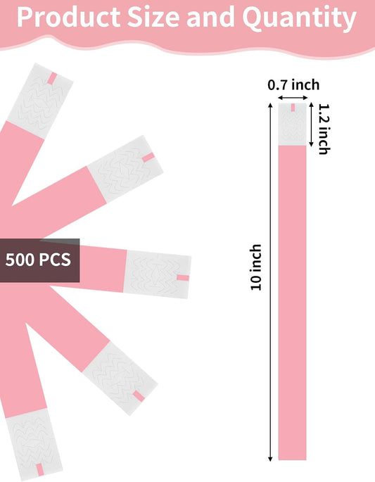 Paper Wristbands for Events, 500 Pcs Disposable Wrist Bands, Pink