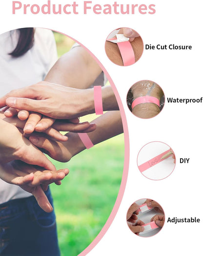 Paper Wristbands for Events, 500 Pcs Disposable Wrist Bands, Pink