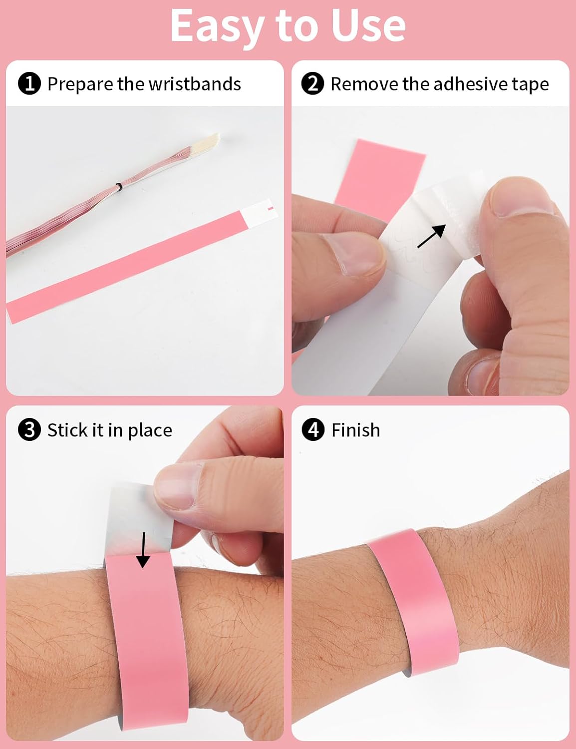 Paper Wristbands for Events, 500 Pcs Disposable Wrist Bands, Pink