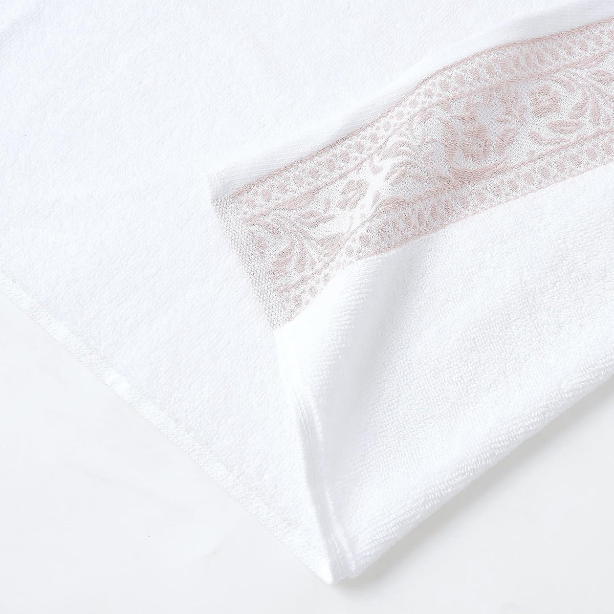 Allie 6-Piece 100% Cotton Towel Set – Jacquard Floral Border – Includes 2 Bath Towels, 2 Hand Towels, 2 Washcloths – Absorbent, Quick Dry, Soft & Durable – Blush Pink