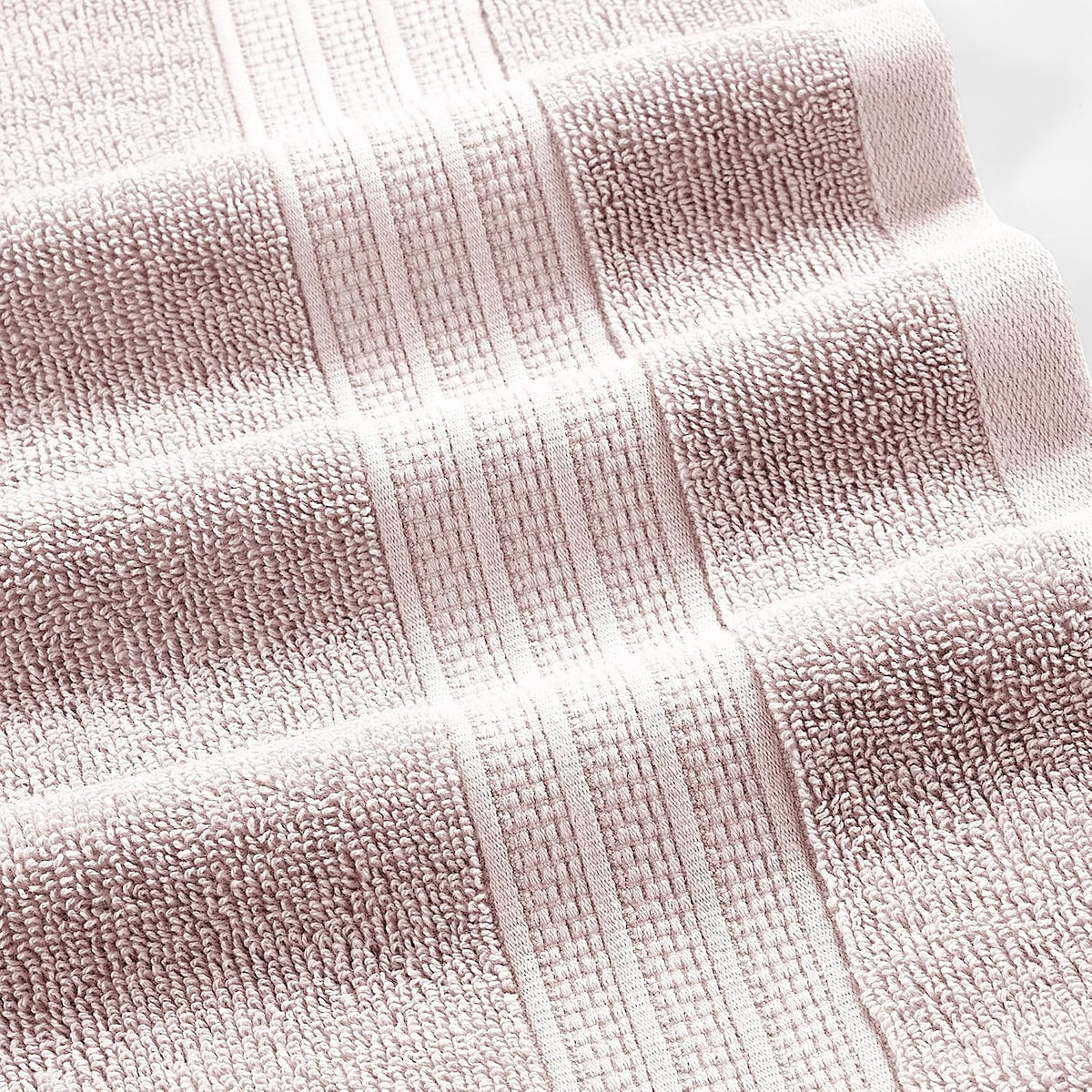 Allie 6-Piece 100% Cotton Towel Set – Jacquard Floral Border – Includes 2 Bath Towels, 2 Hand Towels, 2 Washcloths – Absorbent, Quick Dry, Soft & Durable – Blush Pink