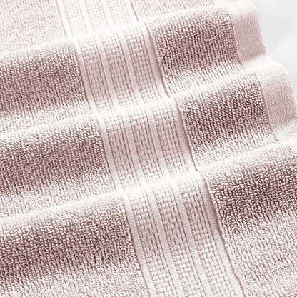 Allie 6-Piece 100% Cotton Towel Set – Jacquard Floral Border – Includes 2 Bath Towels, 2 Hand Towels, 2 Washcloths – Absorbent, Quick Dry, Soft & Durable – Blush Pink
