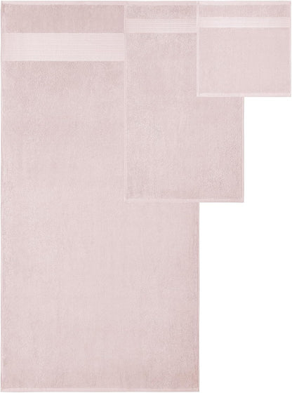 Allie 6-Piece 100% Cotton Towel Set – Jacquard Floral Border – Includes 2 Bath Towels, 2 Hand Towels, 2 Washcloths – Absorbent, Quick Dry, Soft & Durable – Blush Pink